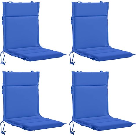 Lot de 4 coussins de chaise à dossier haut GEMERT - 110 × 50 × 3 cm - bleu royal - 100 % polyester