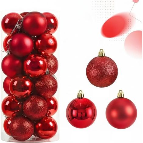 Lot de 24 boules de Noël incassables, décorations suspendues pour sapin, fête, maison, jardin et ambiance festive de fin d’année (1/5)