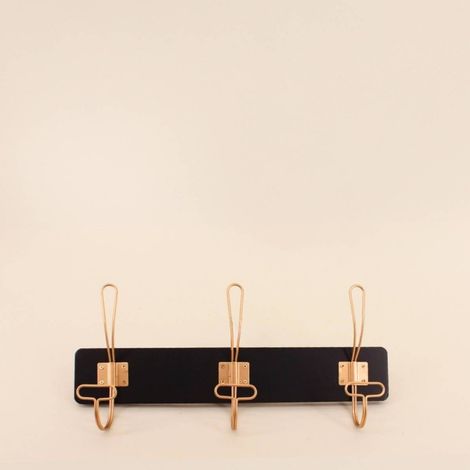 Patère noir et doré en métal 40x18cm