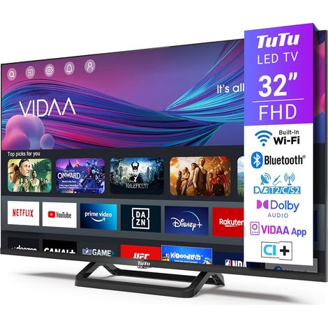 TUV32FN1B Smart TV 32 Inch (80 cm), Full HD Edge-Free Connected TV with WiFi, Bluetooth, App Store, AirPlay, Triple Tuner (DVB-T/T2, DVB-C, DVB-S/S2), Molotov and More (1/5)