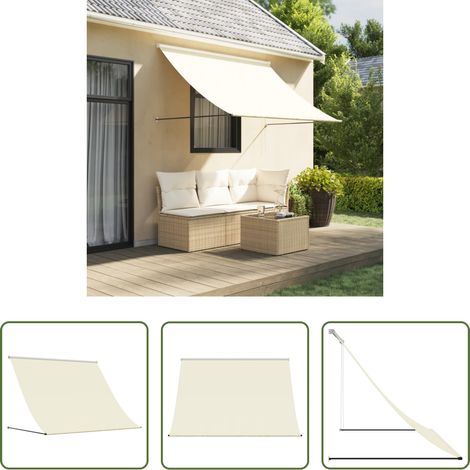 Auvent de terrasse -  Auvent rétractable crème 200x150 m tissu et acier (1/5)