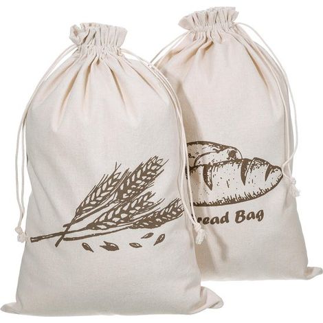 MTTProducts Sacchetto per il pane in lino riutilizzabile 40 x 29 cm Sacchetti naturali per la conservazione di pane e prodotti caseari Beige (1/5)