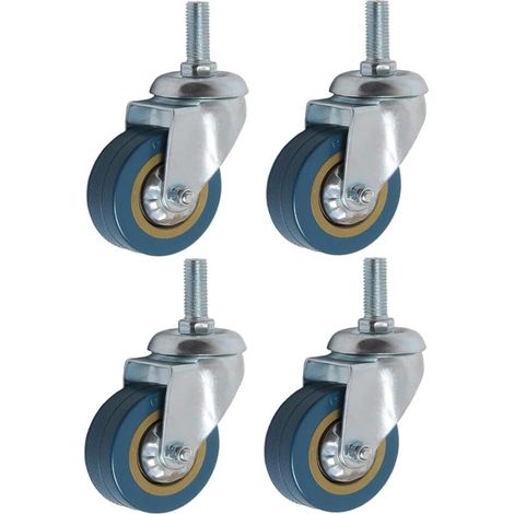 Lot de 4 360° Roulettes pour Meubles 75mm M10 Roulette Charge Lourde Pivotante