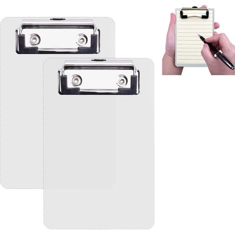 Porte-bloc A6 avec Pince, 2pcs Blanc Mini Clipboard - 10 x 15 cm Format Vertical Planchettes avec Porte-stylo et Système D'accroche Mural pour Bloc-notes, Reçus, Listes de Poches (1/5)