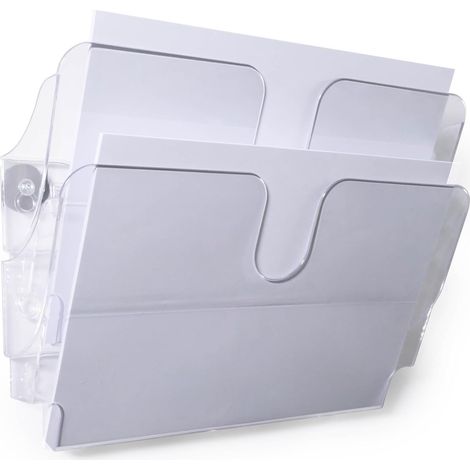 Distributeur de brochures 2 compartiments Format A4 paysage Porte-documents magnétique Transparent (1/5)