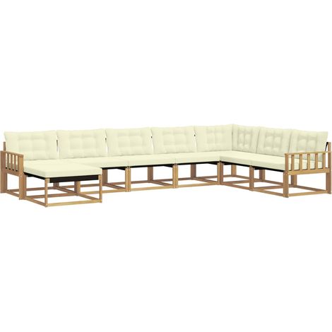 Outdoor Sofa Set 8 pcs White and Cream Solid Acacia Wood vidaXL (1/5)