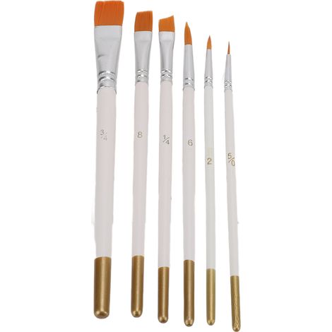 6 Pinceaux Miniatures en Nylon Multiusage pour Peinture à l'Huile et Aquarelle, Manche Blanc, Set Ronds et Plats (1/5)