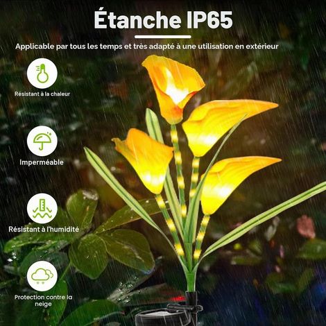 Calla-Lilien-Solarlampen mit 32 LEDs und 4 Blüten, wasserdicht, für Garten/Terrasse/Wege. (1/5)