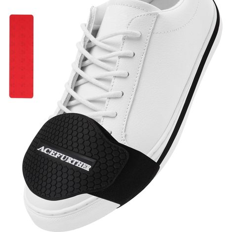 Protège Chaussure Moto Antidérapant Fermeture Réglable, Protection Sélecteur Vitesse Moto Caoutchouc Résistant, Autocollant Réfléchissant Rouge, Sécurité Nocturne Motards (1/5)