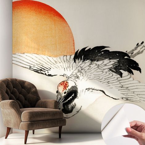 Papier peint autocollant décoratif à motifs pour salon chambre et bureau Tapete adhésif pour décoration Grue élégante 250x250 cm (1/5)
