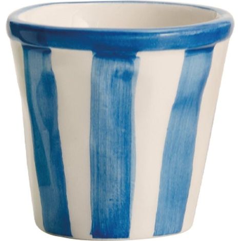 Zafferano Lot de 6 Petits Verres Collection Lido Rayures Bleu en Céramique Artisanale Faite à la Main à Civita Castellana Design Unique et Élégant