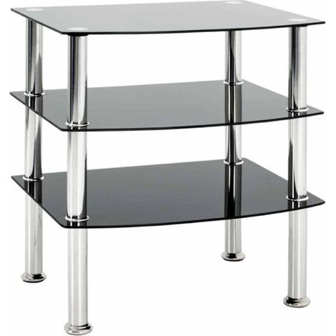 Table d'Appoint en Verre "Gaïa" 59cm Noir