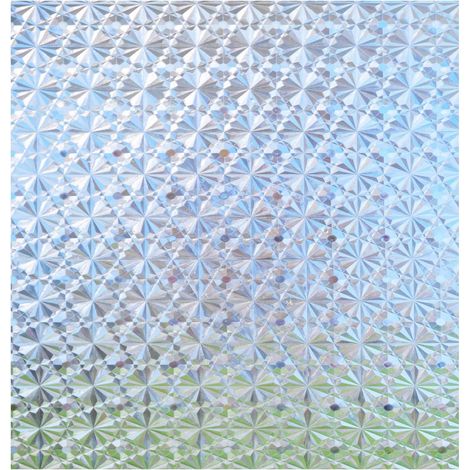 JSSEVN - Privacy Window Film, 3D Vintage Diamond Pattern, 45 x 200 cm, Non-Adhesive, UV-Resistant, Decorative Window Film for Home and Bedroom (1/5)