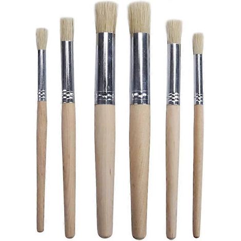 Pinceaux à poils durs professionnels, manche en bois, lot de 6 (1/5)