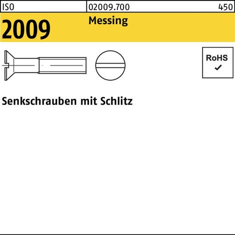 ISO 2009 Senkkopfschraube M5x50 Messing blank Schlitz 100 Stk (1/2)