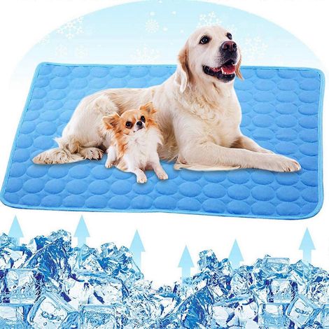 Tapis rafraîchissant pour chien et chat - 100 x 70 cm - Bleu marine (1/4)