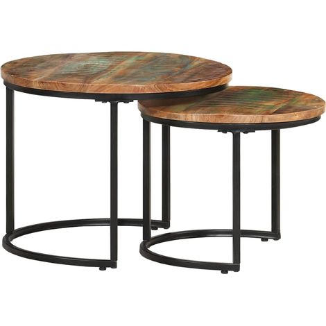 Tables gigognes 2 pcs-Table Basse-Table Salon Bois de récupération massif 914781 (1/5)