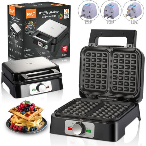 Gaufrier électrique 1200 W, double système de chauffe, température réglable, gaufrier belge pour le petit-déjeuner (1/5)