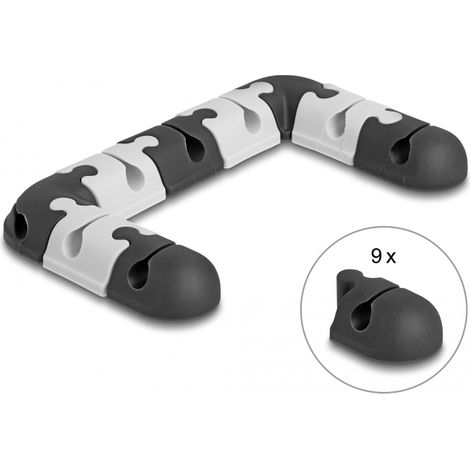 Delock 18448 juego modular autoadhesivo portacables 9 piezas negro / gris