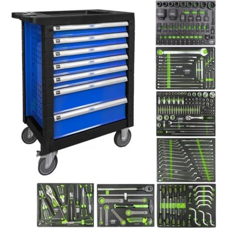 JBM 54239 Cassettiera 7 cassetti blu per autocarri 217 Pz.