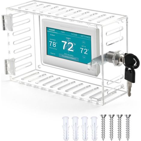 Grand couvercle de boîtier de verrouillage pour thermostat avec clé, couvercle transparent avec serrure compatible avec les thermostats de 23,1 cm (L) x 16,8 cm (H) x 9,7 cm (P) ou moins. (1/5)