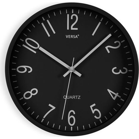 Horloge Murale Silencieuse et Décorative, pour Cuisine, Salon ou Salle à Manger - Facile à Lire, Dimensions (H x L x L) 30 x 4,3 x 30 cm, Polypropylène, Noir (1/5)