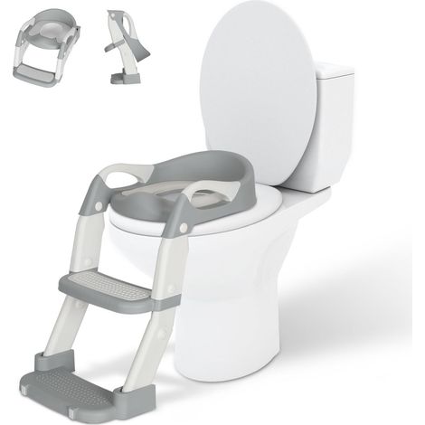 Randaco 2 en 1 Siège de toilette pour enfants, avec escalier, urinoir et protection anti-éclaboussures, hauteur réglable, pliable, pour enfants (1/5)