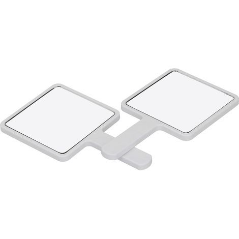2pcs Miroir de Poche Cosmétique - Miroir de Maquillage Portable Carré Blanc (1/5)
