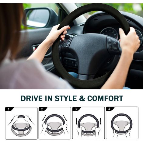 GARRYFIZH Housse de volant chauffante pour voiture, taille universelle, chauffage rapide, protection des mains au chaud