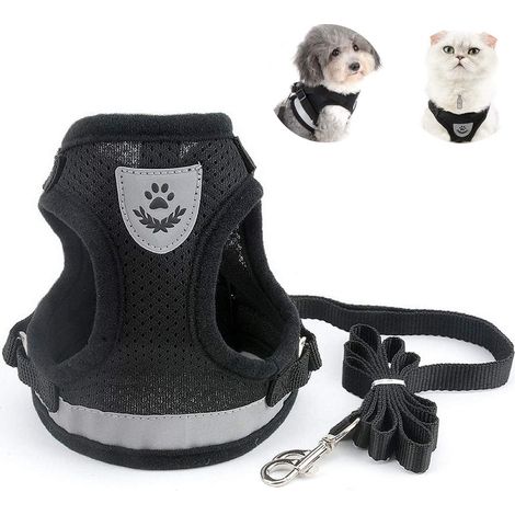 Harnais Chat pour Adulte, Colliers, Harnais et Laisses pour Chats Chihuahua, Harnais Chaton, avec Anti-Perte pendentif D'adresse et Grelots pour Chat, M (1/3)
