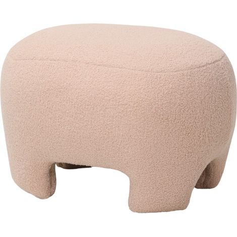 POUF CM 56X42 H. 40 IN TESSUTO EFFETTO BOUCLE' BEIGE