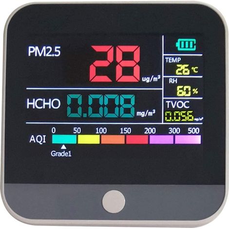 Sensor detector de monitorización precisa de la calidad del aire interior: analizador de gases PM2.5, comprobador de formaldehído, detector de COVT. (1/5)