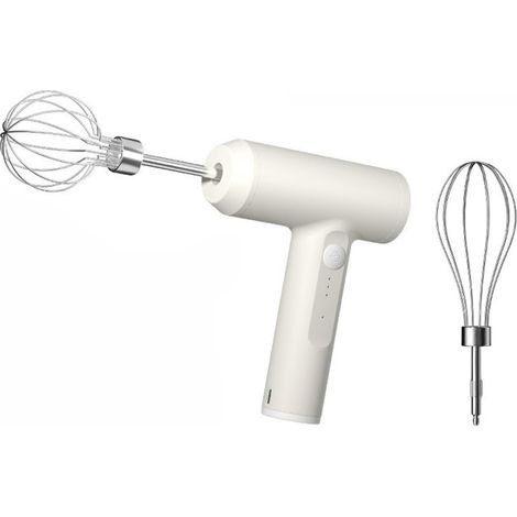 Batteur électrique sans fil 3 vitesses – batteurs inox et séparateur d’œufs – pour crème fouettée et pâte – rechargeable 800mAh – Blanc (1/5)