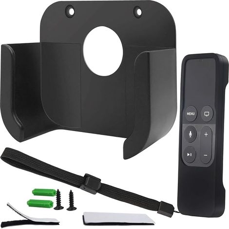 Wall Mount with Remote Control Shell Compatible with 4 - TV Mount and Remote Protective Case for 4/4K [4th Gen] (Black) (1/5)