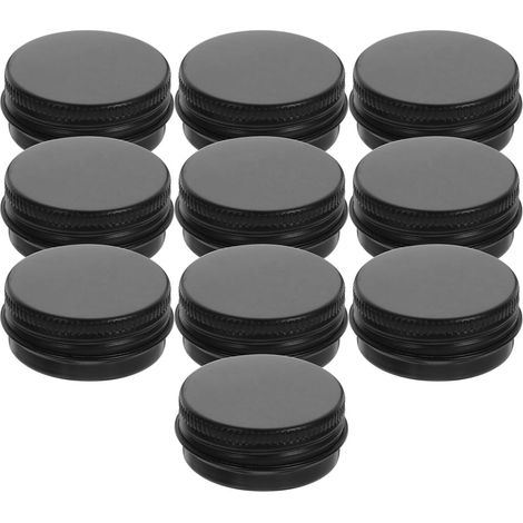 Set of 10 Black Aluminum Cosmetic Boxes, 15ml, Travel Size (1/4)