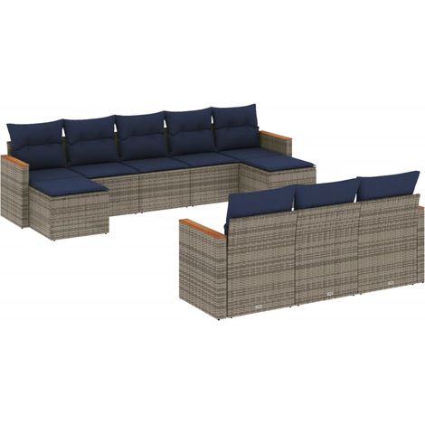Maison Exclusive - 10-teiliges Gartensofa-Set mit Kissen, grau, P