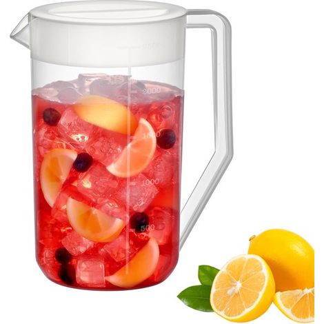 Carafe à eau – Carafe à boissons – Carafe à eau froide – 2000 ml – 24 × 13 × 13 cm – Plastique – Blanc (1/5)