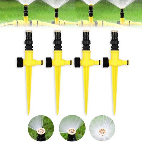 Irrigatore da giardino a 4 pezzi, irrigazione da giardino, irrigatore per prato a 360 gradi, irrigatore rotante, irrigazione automatica, spruzzatore per irrigazione per prati, giardino, cortile, piant