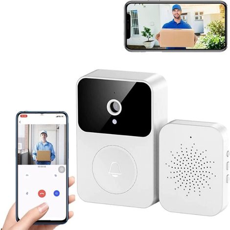 Wireless Doorbell with Surveillance Camera, Wifi Smart Camera, Video Recording, Doorbell (Type-C), Multiple Rechargeable Ringtones, Android and iPhone Smartphone Connection. (1/4)