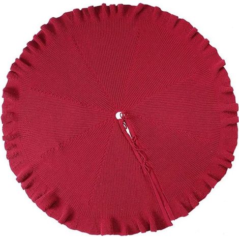 Jupe de sapin de Noël à volants, jupe de sapin de Noël en maille épaisse rustique de 122 cm (48 pouces) (1/5)