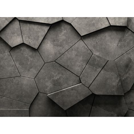 Papier peint intissé Effet béton Gris, Noir, Noir, Anthracite - 3,71 x 2,8 m (1/3)