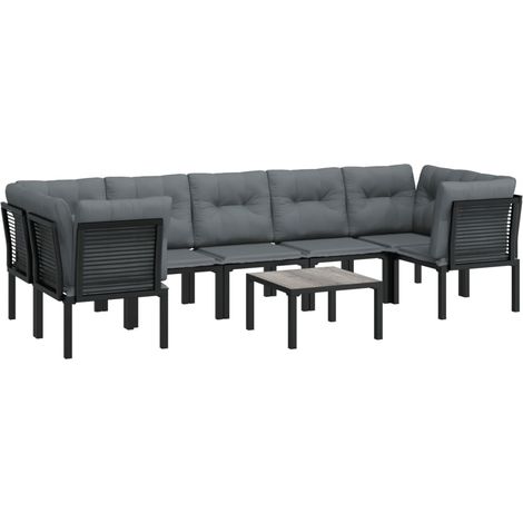 Mobili da giardino mobili da esterno set di mobili 8 pezzi in resina intrecciata nera e grigia 020017881