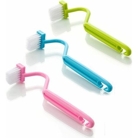 3 Pcs Brosse WC en V Brosse Toilettes de Nettoyage Courbé en Plastique pour Toilettes Cuisine Évier Salle de Bain (1/5)