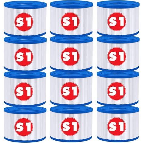 Lot de12 S1 Filtre pour Spa, 10.6cm x 4.5cm x 7cm,S1 Filtre Cartouche Piscine Filtrantes,Cartouche S1 Filtrante-Compatible avec 29001E Spa,Cartouche Filtre Spa pour S1 Reutilisable (1/5)