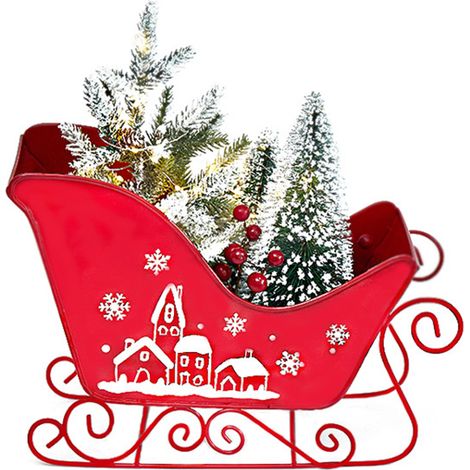 Traîneau décoratif de Noël (taille moyenne, guirlande lumineuse incluse) (1/2)