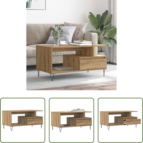 Holzwerkstoff - Couchtisch Artisan-Eiche 90x49x45 cm Holzwerkstoff (1/5)