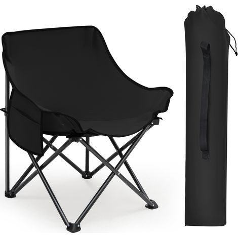 SUNULA Campingstuhl Faltbar Klappstuhl bis 100kg Angelstuhl Outdoorstuhl, Schwarz (1/5)