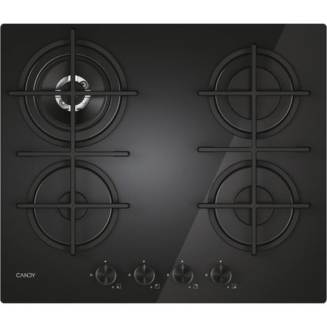 Candy Moderna CVG6BR4WTB Noir Encastrable 60 cm Gaz 4 Brûleurs