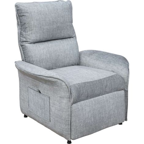 Sillón Reclinable Son para Sala en Color Gris con Mando Eléctrico 2 Posiciones Bolsillo Lateral Tela 86x99x80 cm (1/3)