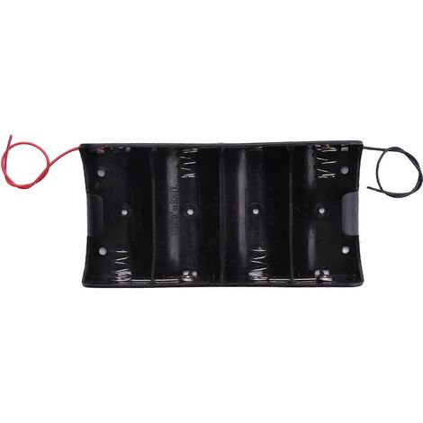 Schwarzes Batteriefach mit Federclip für 4 x 1,5-V-Batterien